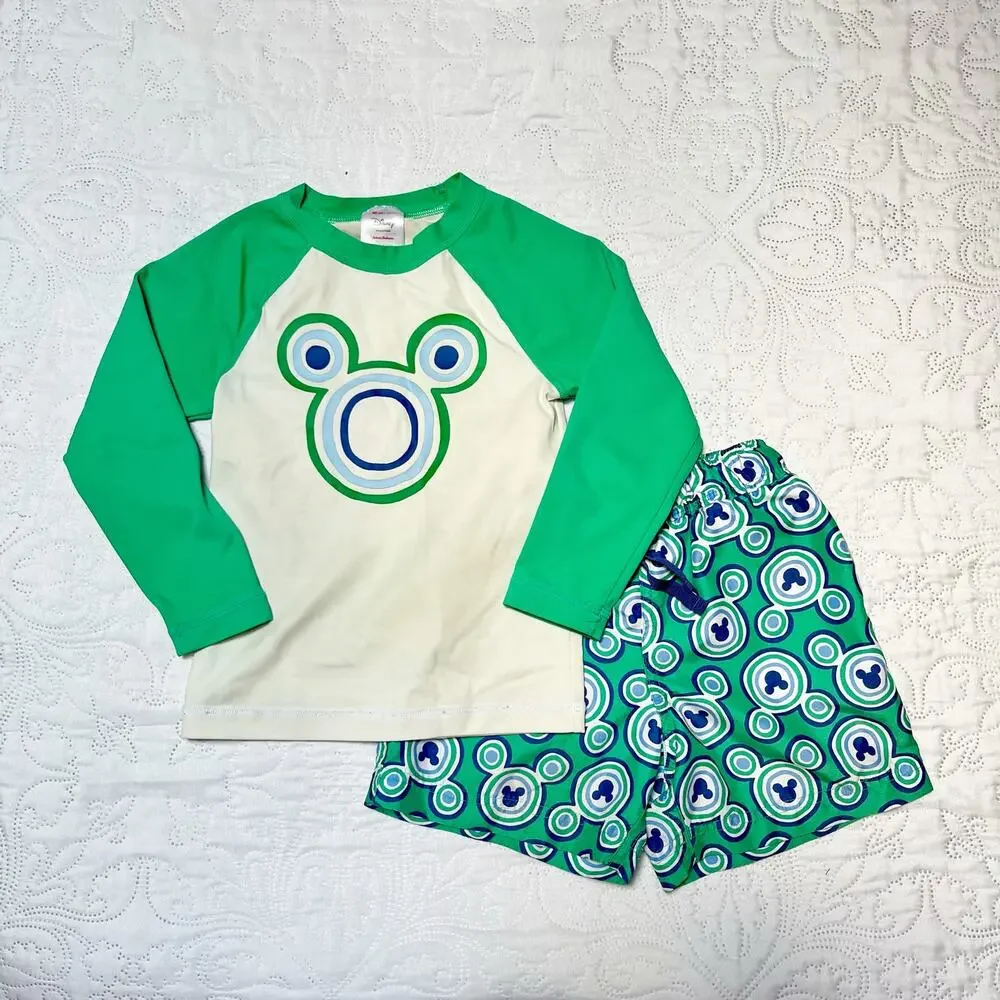 Hanna Andersson Disney Mickey Rash Guard and Swim Trunks Size 3